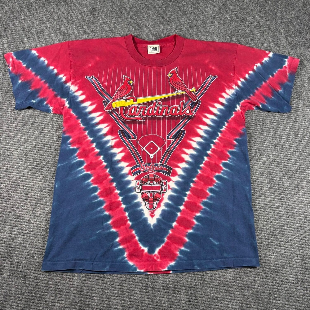 Vtg Lee Sport St. Louis Cardinals T-Shirt Mens XL Red Blue Tie Dye Excellent